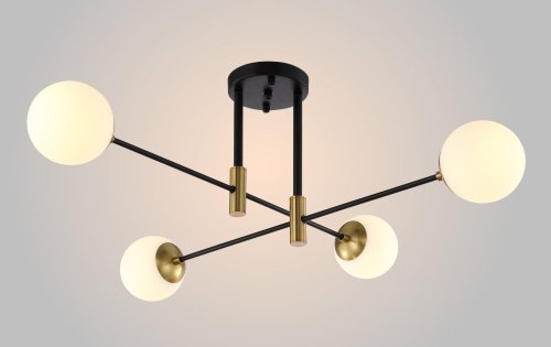 Люстра потолочная FIDEL PL4 BLACK Crystal Lux белая на 4 лампы, основание чёрное бронзовое в стиле современный  фото 2